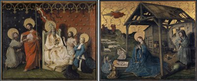 Der ungläubige Thomas und Christus und die Jungfrau, die bei Gott dem Vater Fürsprache einlegen, und die Geburt Christi von Konrad Witz
